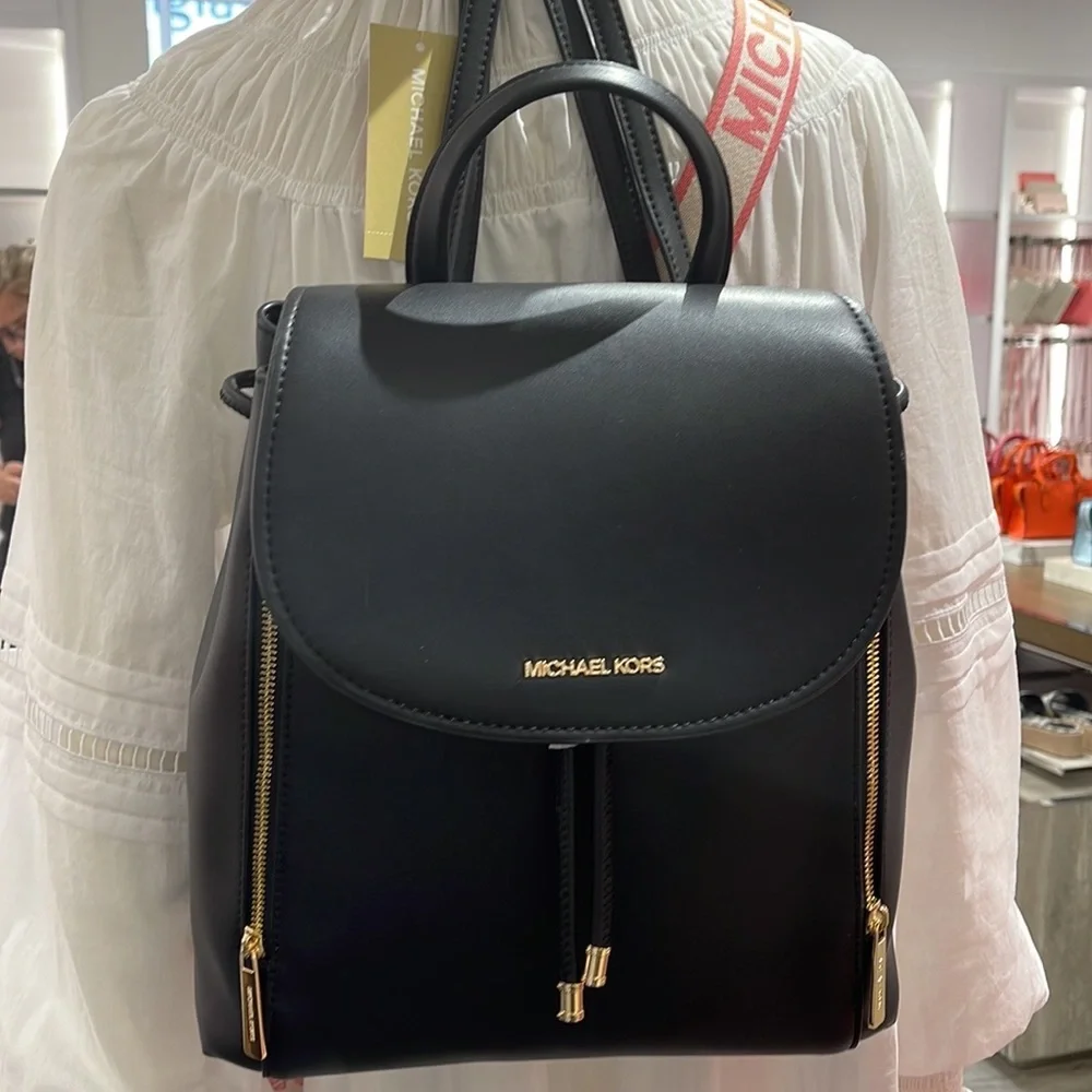 Michael Kors Backpack Bag Phoebe Medium Flap Drawstring Backpack Black 

NWT - Picture 9 of 16